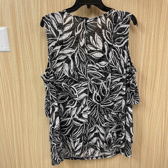 Catherines Black Print Top Size 1X 18/20 - Picture 4 of 4
